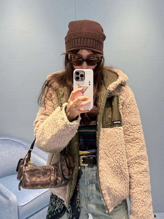 Mium*U 25Fw Autumn/Winter New Zipper Hooded Teddy Down Jacket | Exclusive Yb Dev