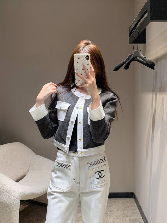 Celin* 25Fw Autumn/Winter New French Heiress Color-Blocked Jacket | Exclusive Hi