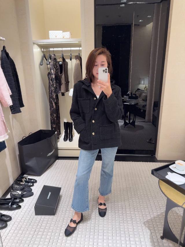 Chane* 25B High-End Handcrafted Collection New Woven Four-Pocket Tweed Hooded Ja