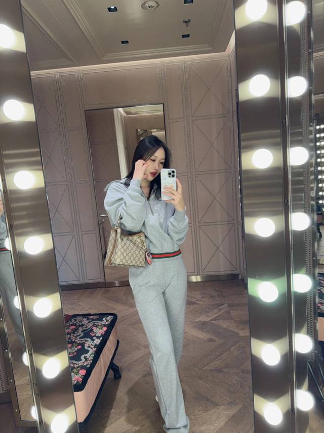 Pants Sweatshirt Gucc* 25Fw Autumn/Winter New Arrival Oversized Collar Logo Zip