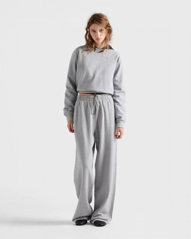 prad* 25Fw Autumn/Winter New Micro-Label Print Washed Distressed Crew Neck Sweat