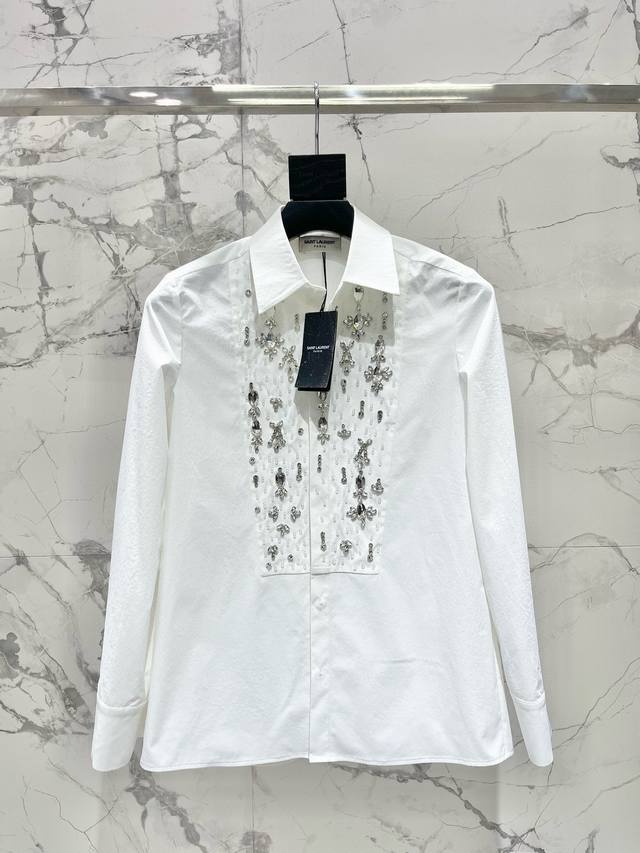 New Saint Laurent Rhinestone Embellished Shirt This shirt's design is absolutely