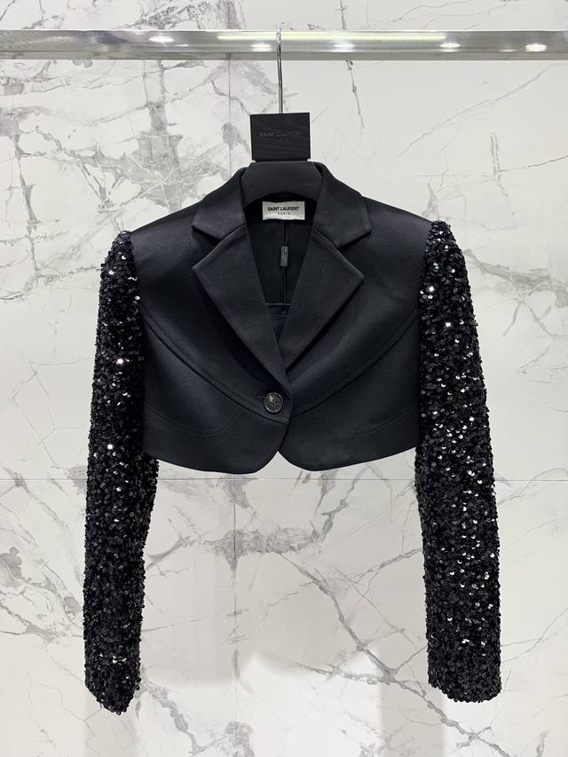 Saint Family Wool Jacket Wool Patchwork Sequined Short Jacket Must-Have Custom S