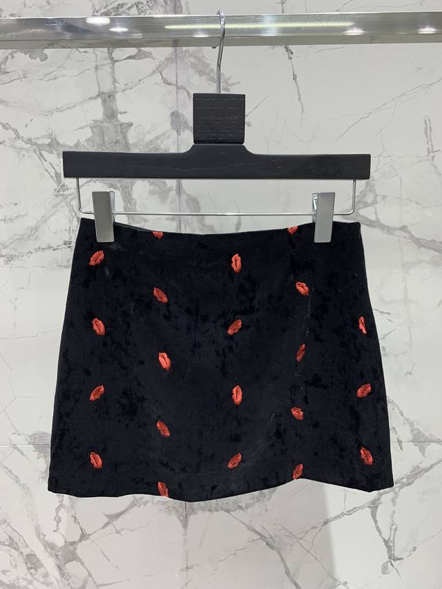 Saint Family Red Lip 3D Embroidered Skirt I fell in love with this red lip 3D em