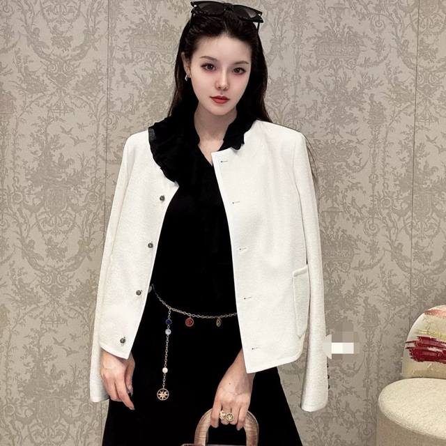 Dior 2025 Early Autumn New Metal Button Jacket, custom wool tweed fabric with a