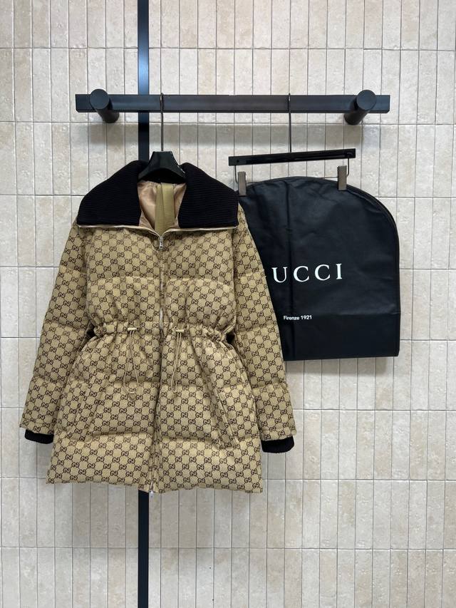 G Brand 2025 Autumn/Winter New Double G Jacquard Large Lapel Slim Waist Down Jac