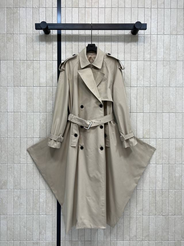25 Autumn/Winter New Khaki Oversized Trench Coat, Double-breasted with Belt Desi