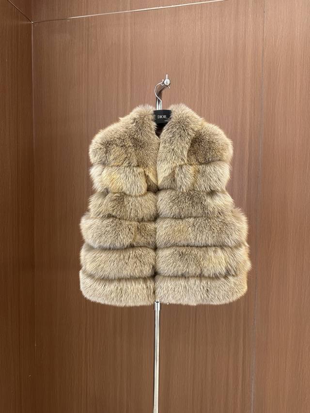 Dioar * 2025 New High-Quality Fox Fur Vest Imported Finnish White Fox Placket wi