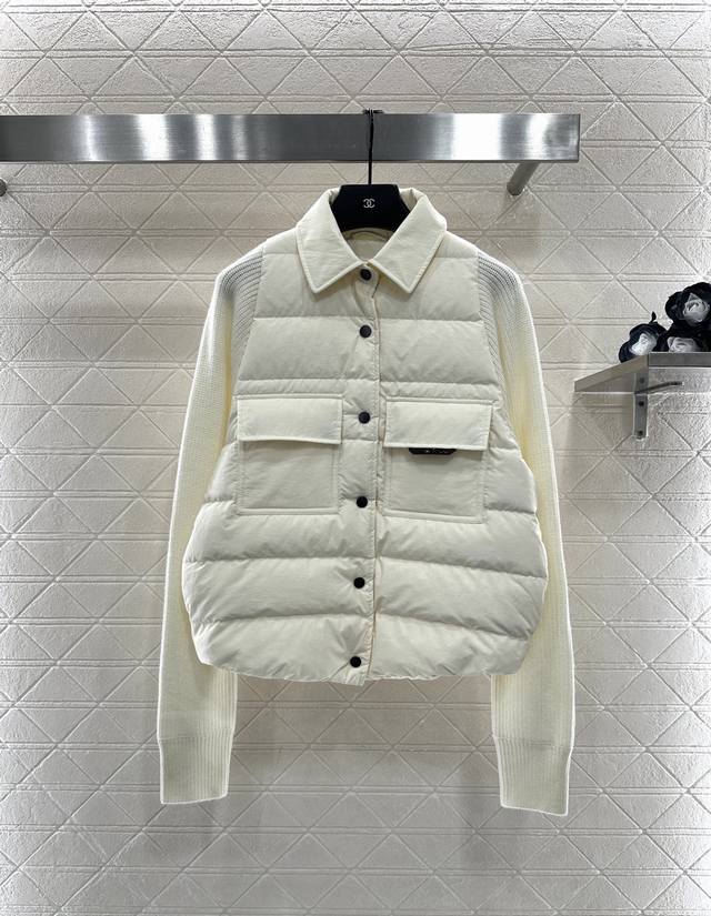 Bc* 25Ac New Arrival: Knitted Patchwork Down Jacket with Lapel, Custom Made with