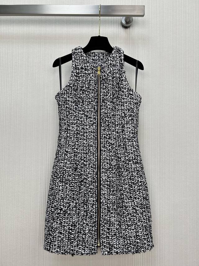 New Arrival! Balma**25 New French Black and White Tweed Sleeveless Dress with Z