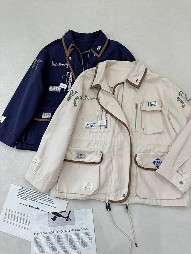 25 Autumn/Winter Embroidered Label Workwear Style Slim Waist Multifunctional Jac