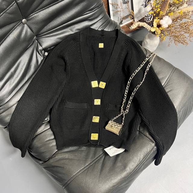 Schapareli 2025 New Cardigan Jacket Available in black, white, and brown, V-neck