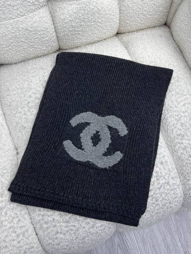 Chane* Cashmere Scarf Made with fine cashmere knit fabric Featuring contrasting