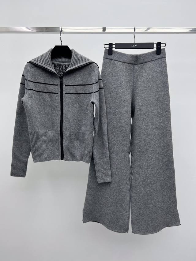 Dio* Knit Tracksuit Double-sided Knit Cardigan & Knit Casual Track Pants This ca