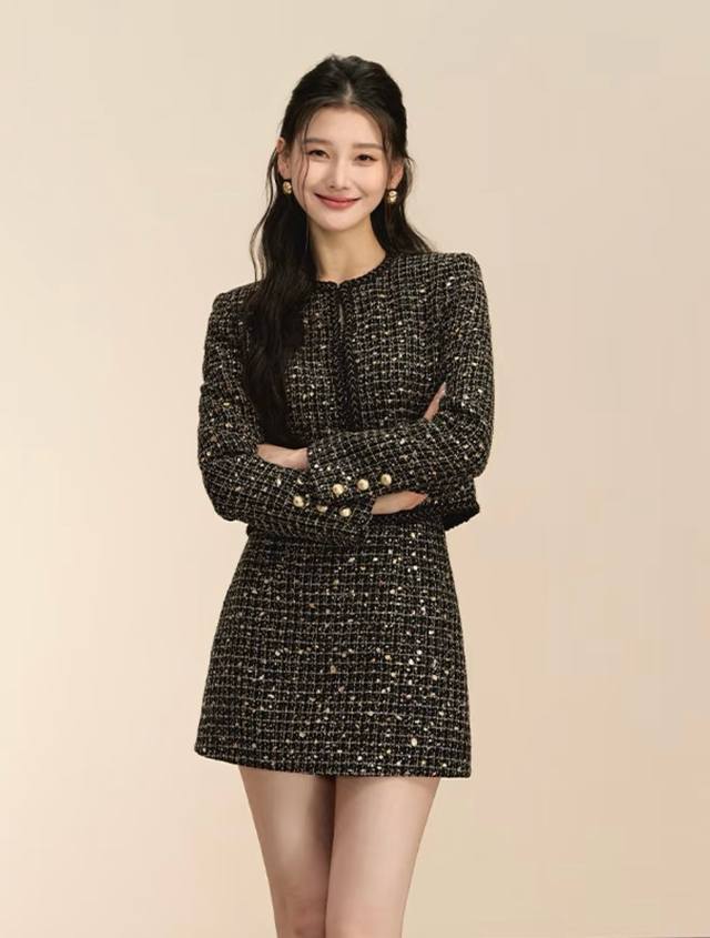 Chanel New High-End Custom Gold and Silver Thread Sequin Woven Coarse Fabric Tw