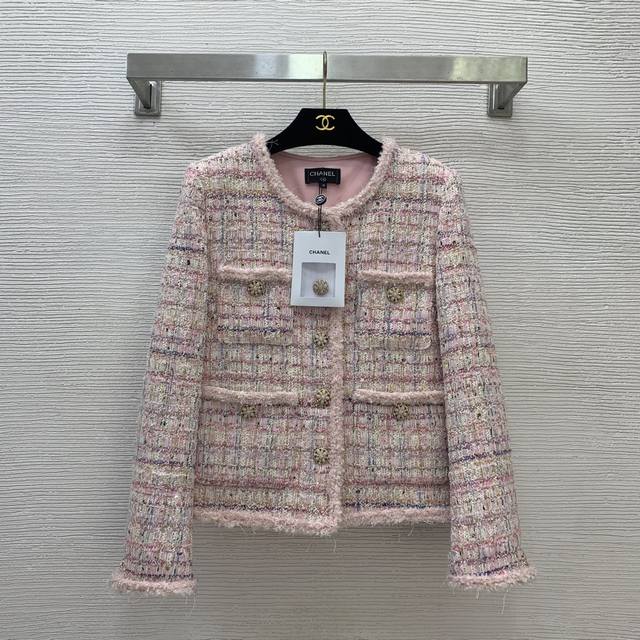 Chane*L New High-End Custom-Made, Sweet and Elegant Pink Mixed Color Tweed with