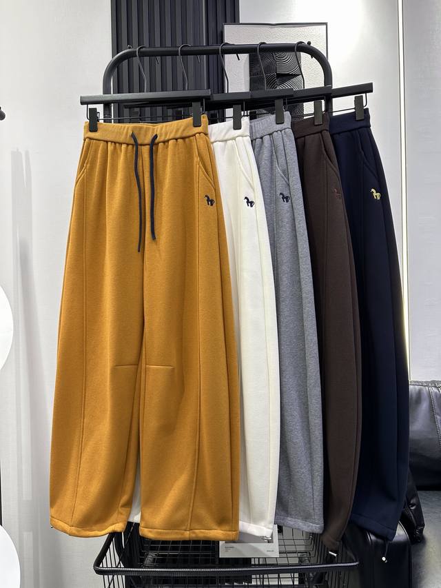 Qoy-New Color Block Drawstring Fleece-Lined Banana Pants - Two-Way Wear at the L