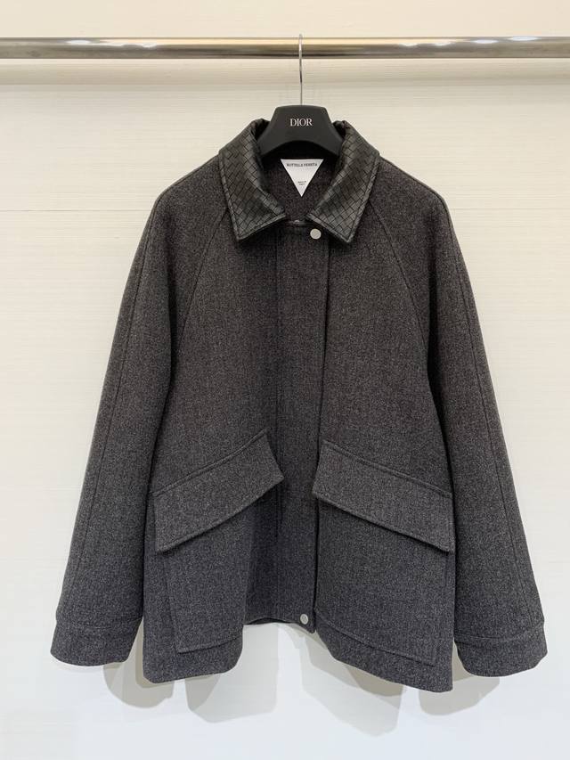 Bv 25 Autumn/Winter New Style Knitted Leather Collar Wool Jacket. Made with high