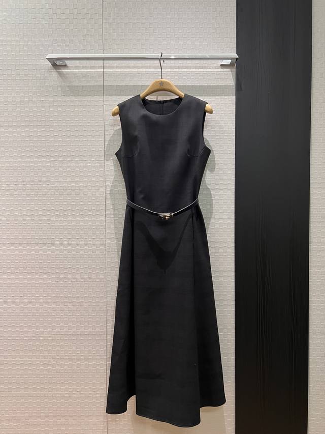 New Minimalist Wool Checkered Sleeveless Vest Dress with Three-Dimensional Cut,