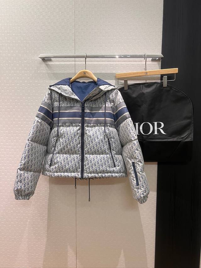 New 25 Alps Ski Series Monogram Logo Jacquard Hooded Down Jacket, Loose A-line