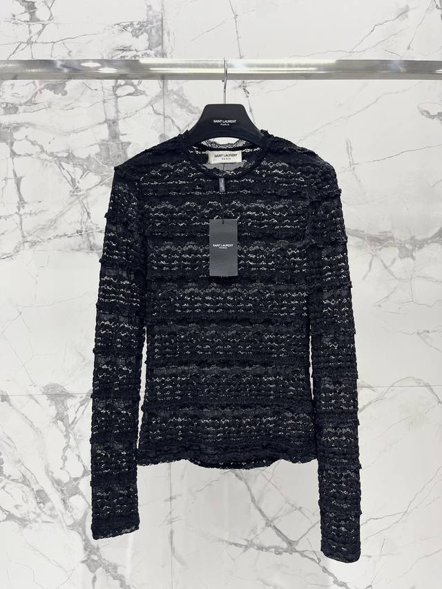 Saint Laurent Lace Long-Sleeved Top High-Quality Lace Fabric: Saint Laurent's l