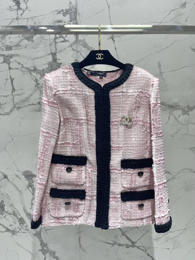 New Chanel Pink Coarse Fabric - Celebrity Style - Custom Fabric with Distressed