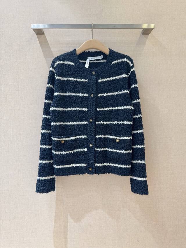 D Brand Striped Knit Cardigan (New Arrival) Made from navy and white striped kni