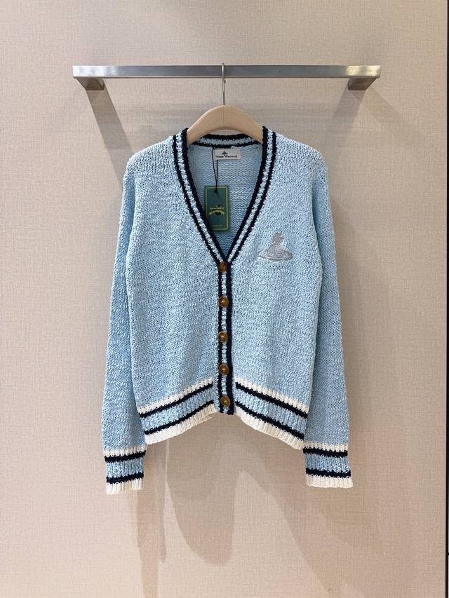 Vivienne Westwood New Arrival Knit Cardigan. Features a V-neck design with strip