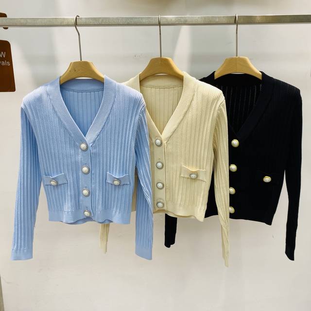 New Heavy-Duty Elegant Style Long-Sleeved Knit Cardigan, French V-Neck Slim Fit