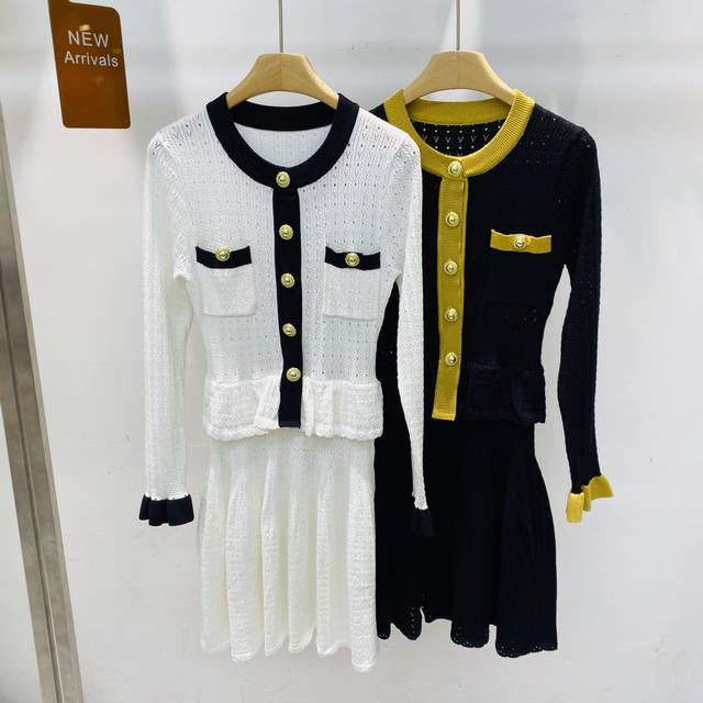 New Self-portrai*Niche Design Mesh Knit Color Block Short Dress Smlxl DDD