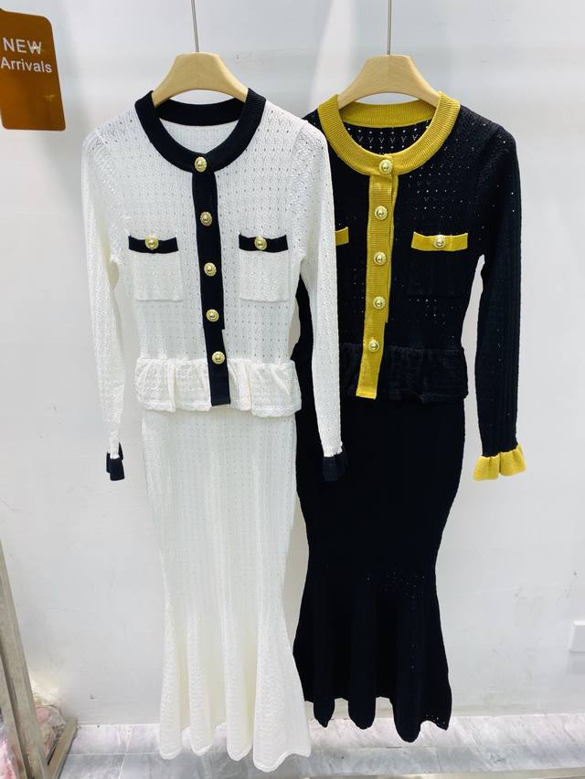 New Self-portrai*Niche Design Mesh Knit Color Block Midi Dress Smlxl DDD