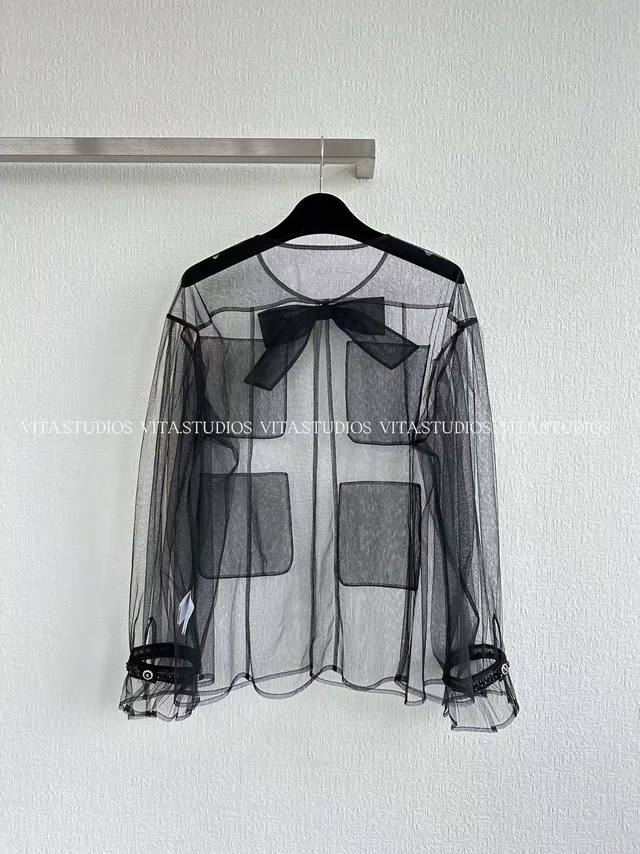 Hot Item In Stock Fully Sheer Lace Blouse Made of 100% polyester mesh fabric, of