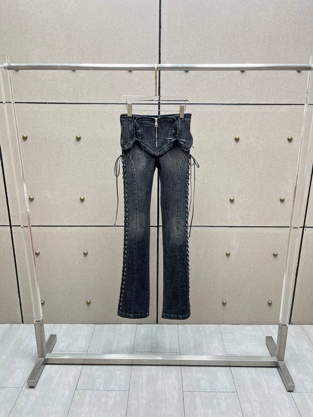 Blum Heavy-Duty Leather Drawstring Jeans! Cotton Sml DDD