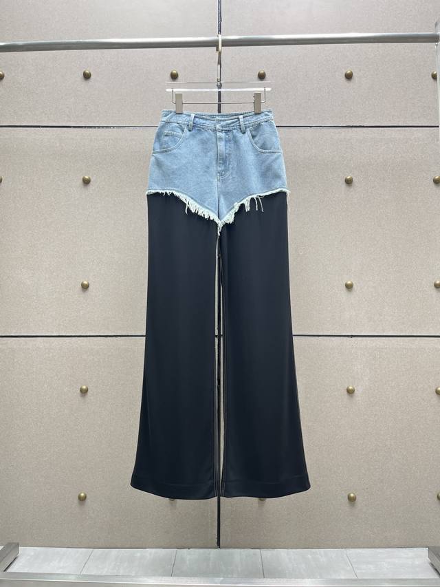 Frayed Edge Color Block Jeans! Cotton Sml DDD