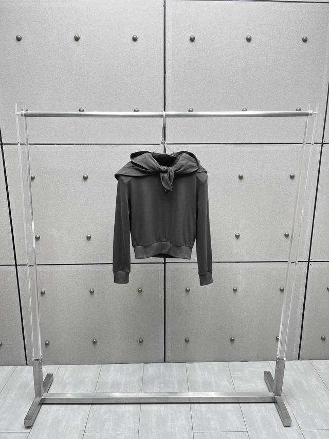 Hooded Sweatshirt with Padded Shoulders! Silk and linen blend, dyed and washed