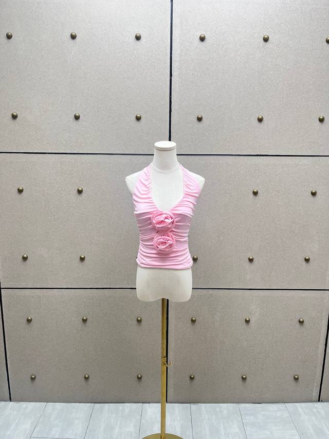 Handmade floral pleated halter neck top! Sml DDD