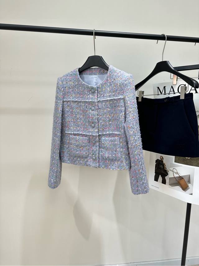 Chanel Taro Purple Double Pocket Tweed Jacket DDD, Fabric: Wool Tweed Color: Ta