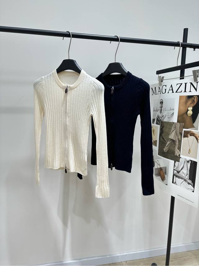 Lp Ribbed Double Zipper Wool Knit Cardigan DDD, Fabric: Wool Blend DDD, Colors: