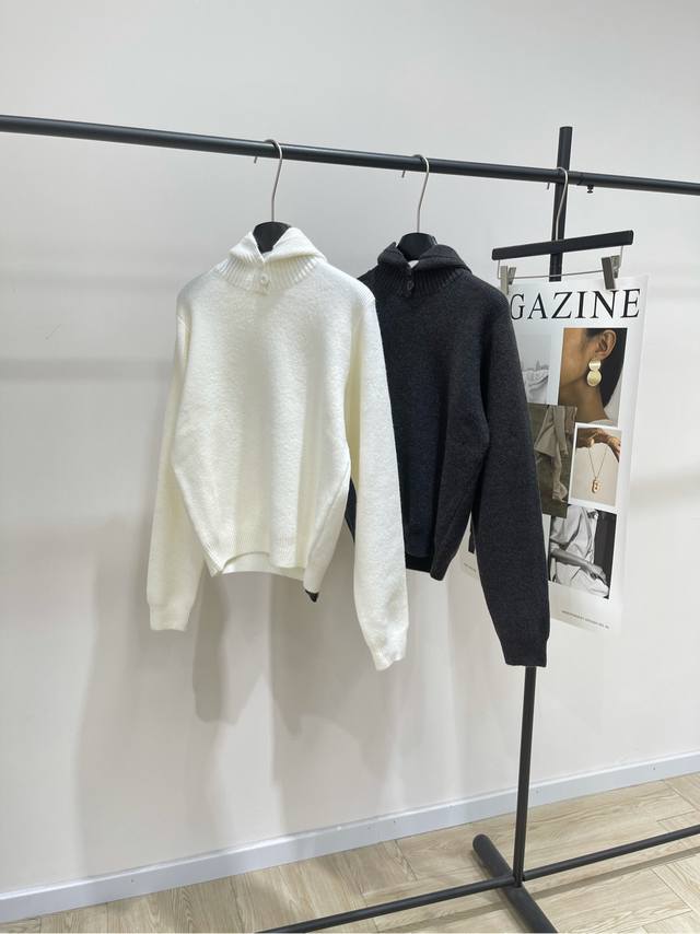 Lm Two-tone Button-up Hooded Pullover Sweater DDD, Fabric: Nylon Blend Colors: W