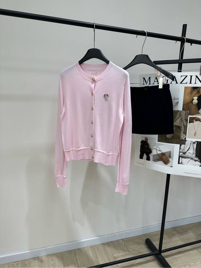 Tw Light Pink Cartoon Bear Wool Cardigan DDD, Fabric: Superfine Wool Color: Ligh