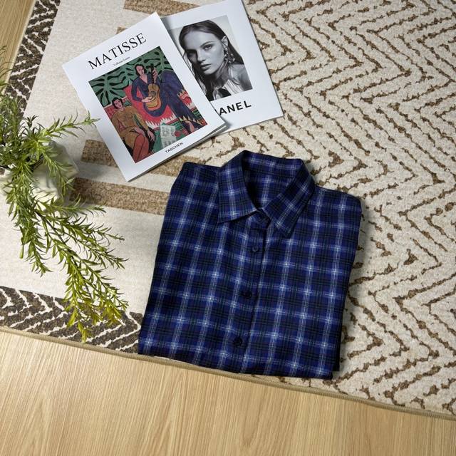 Niche 25 Early Autumn New Blue Plaid Cotton Linen Shirt. This very beautiful bl