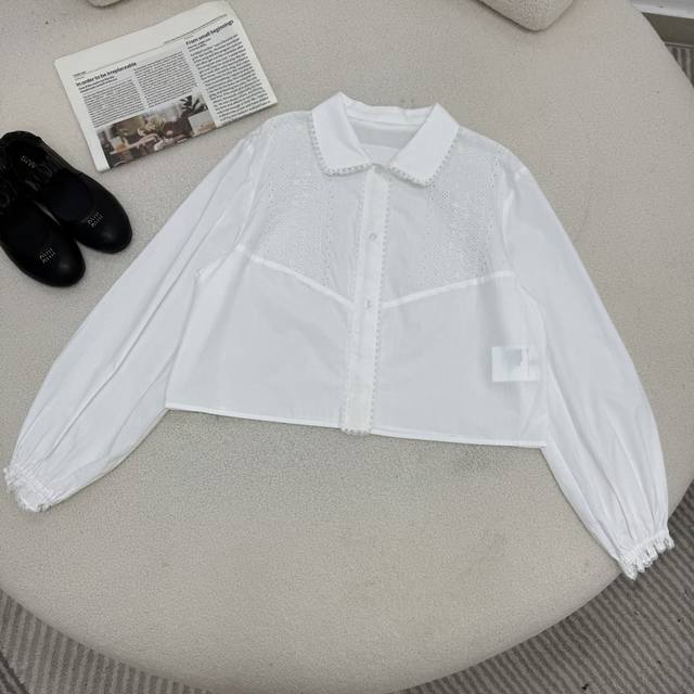 25 Early Autumn Heavy-Duty Lace Embroidery Short Shirt - The actual product is s