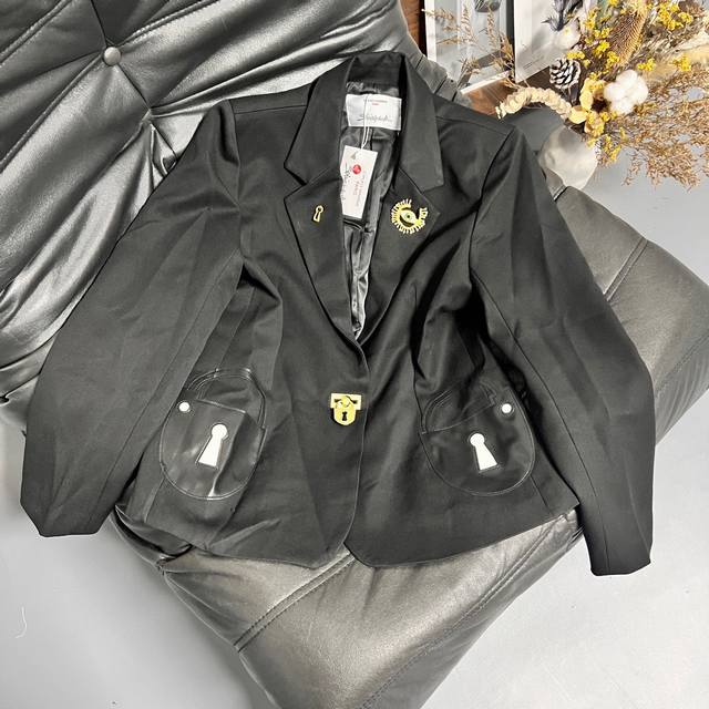 Schapareli 2025 New Suit Jacket Classic black with gold buttons, unique suit cut
