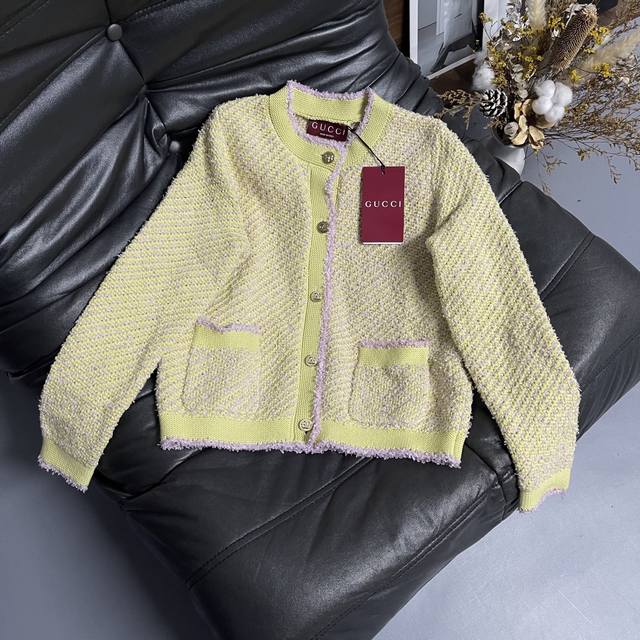 Gucc*25 New Cardigan Jacket Chanel-inspired woven texture, soft knit fabric with