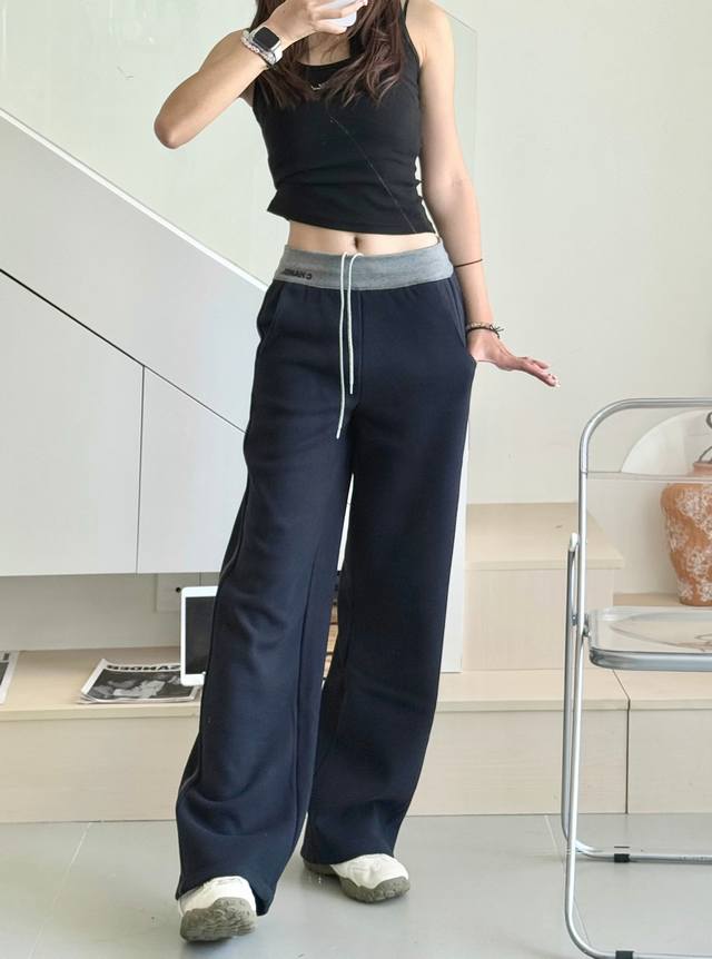 25 New high-end knitted wool composite fabric design, waistband with ironed logo