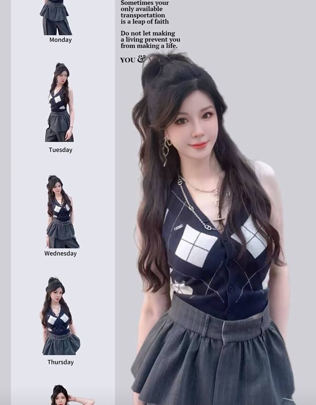 25 New High-Quality Song Ji-ah Same Style Letter Embroidery V-Neck Diamond Patte