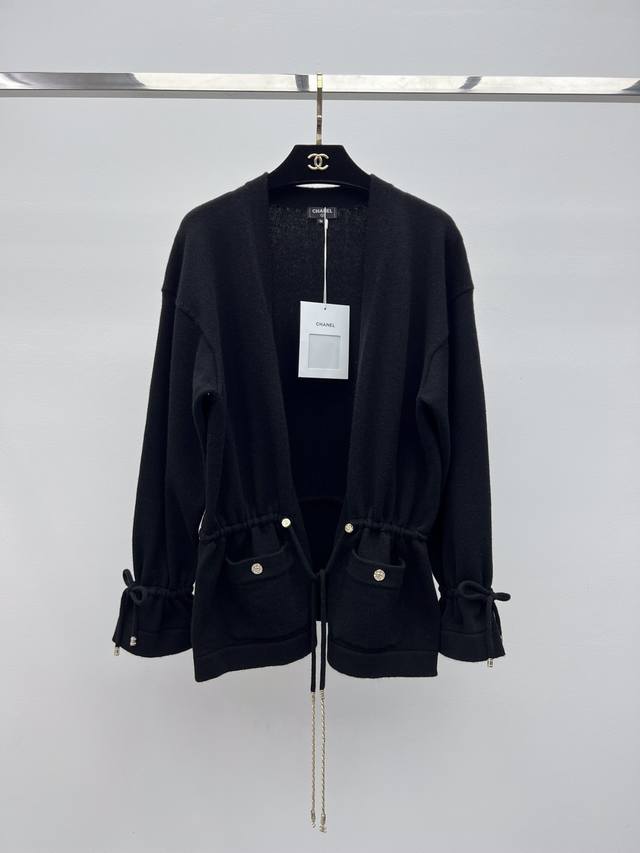 Chane* Cashmere Drawstring Cardigan Handmade Collection Made with 100% cashmere