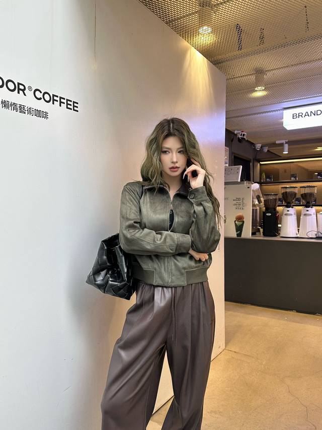 Original Bv 2025 Autumn/Winter New Fashion Suede Collar Jacket. Custom-made imp