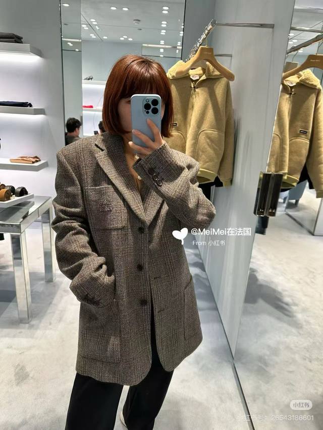 Original Mm 2025 Autumn/Winter New Fashion Herringbone Wool Lapel Suit Jacket,