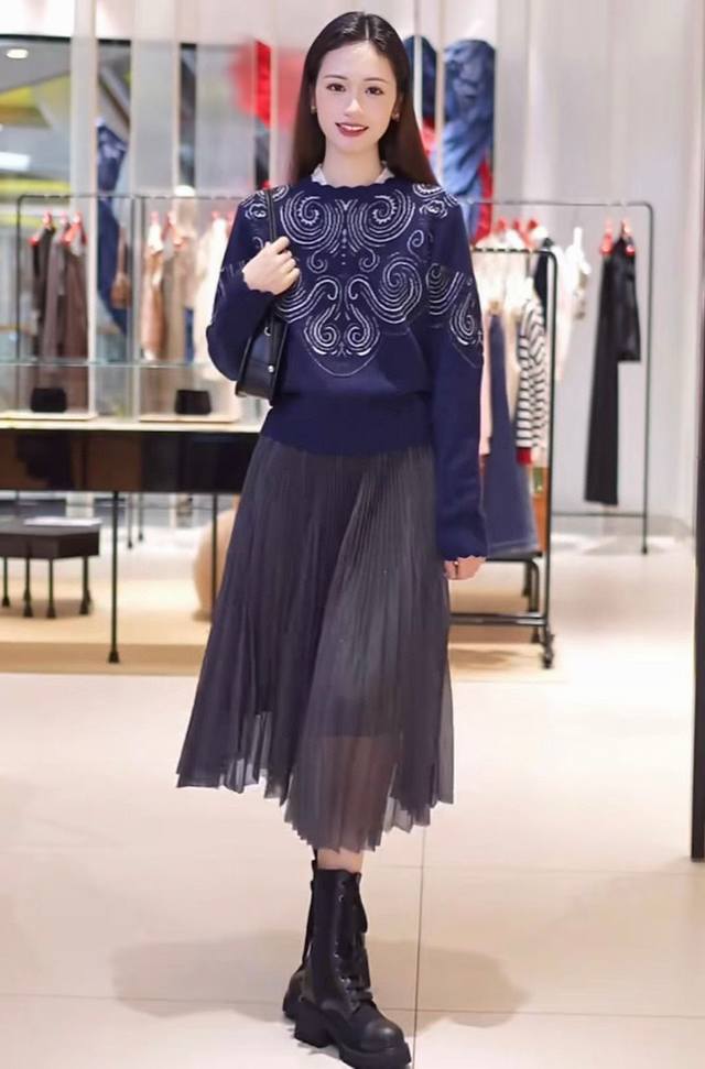 Original Va 2025 Autumn/Winter New Fashion Retro Patterned Crew Neck Knit Sweat